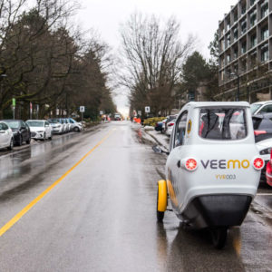 Veemo riding up east mall